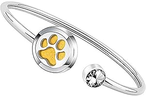 FEELMEM Dog Lover Gift Essential Oil Diffuser Bracelet Crystal Paw Print Charm When I Needed A Hand I Found Your Paw Bracelet
