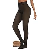 Buauty Fleece Lined Tights for Women Fake Translucent Thermal Leggings High Waist Thick Warm Tights Pantyhose for Winter