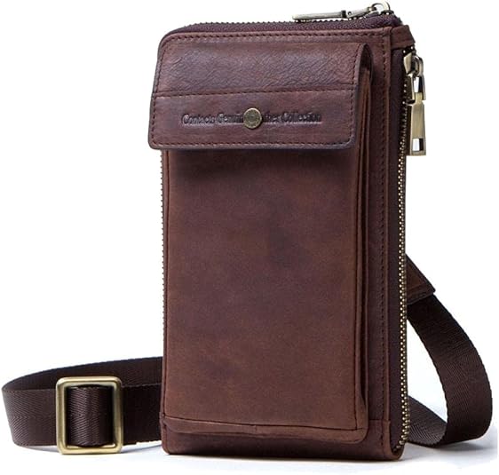 Men's mobile phone bag shoulder bag retro head layer leather oblique