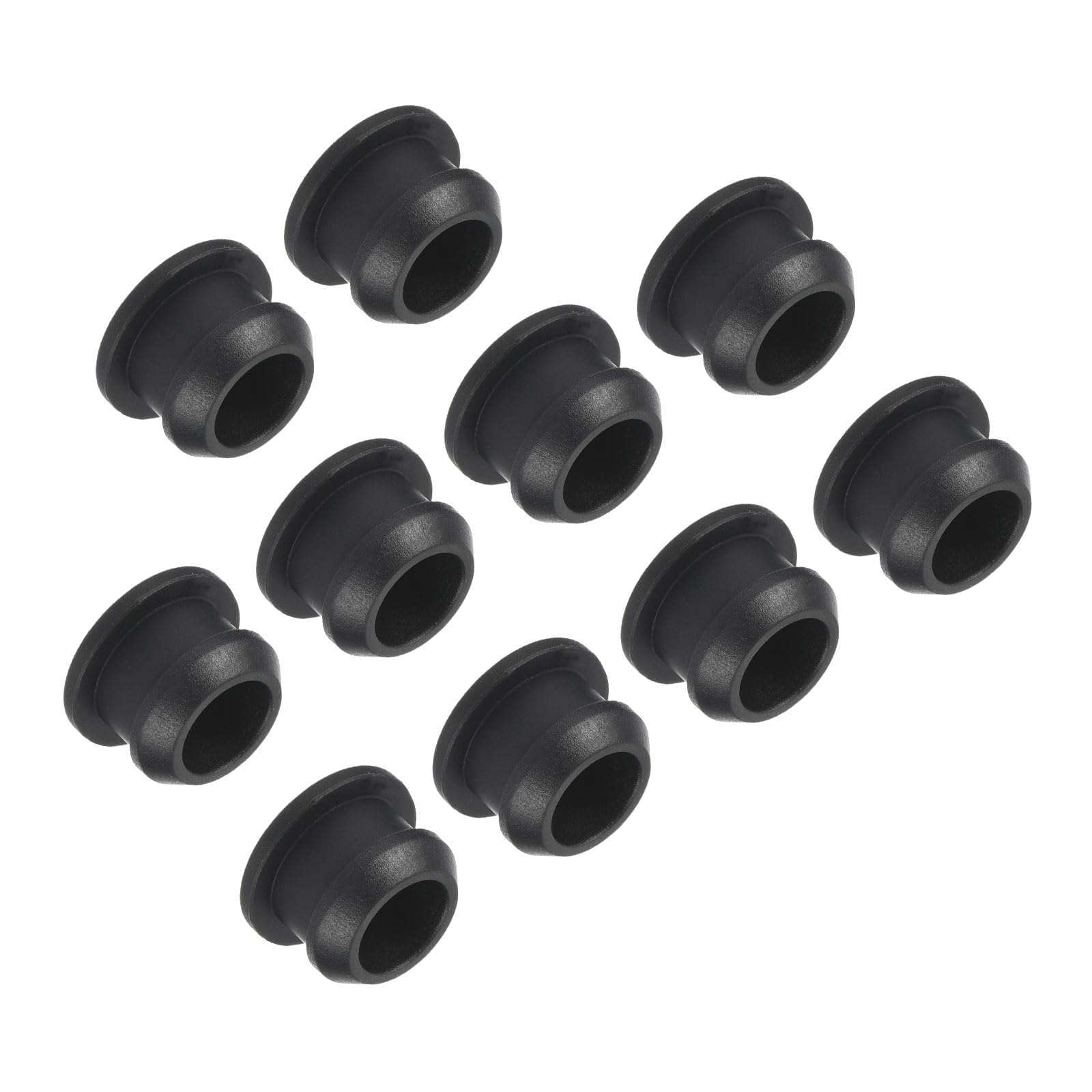 TOP-VIGOR 10Pcs Silicone Snap in Locking Hole Plugs, 11mm Diameter Hole Stoppers, Rubber Panel Seal Cover Flush Type Panel Round for Kitchen Rubber Bulkheads Waterproof Sealing Plugs, Black