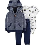 Carter's - Conjunto de ropa con cárdigan para bebé (121h271), 3 meses, Azul marino/Perros