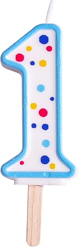 PME Blue Number 1 Candle Large Size 63 mm On Wooden Stick view 1