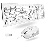 Macally 104 Key USB Wired Keyboard and Mouse Combo with Apple Shortcut Keys for Mac, iMac, Macbook, and Windows PC (MKEYECOMB