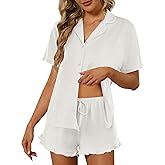 Ekouaer Pajamas Set for Women Short Sleeve Sleepwear Button Down Pjs Lounge Sets Soft Nightwear