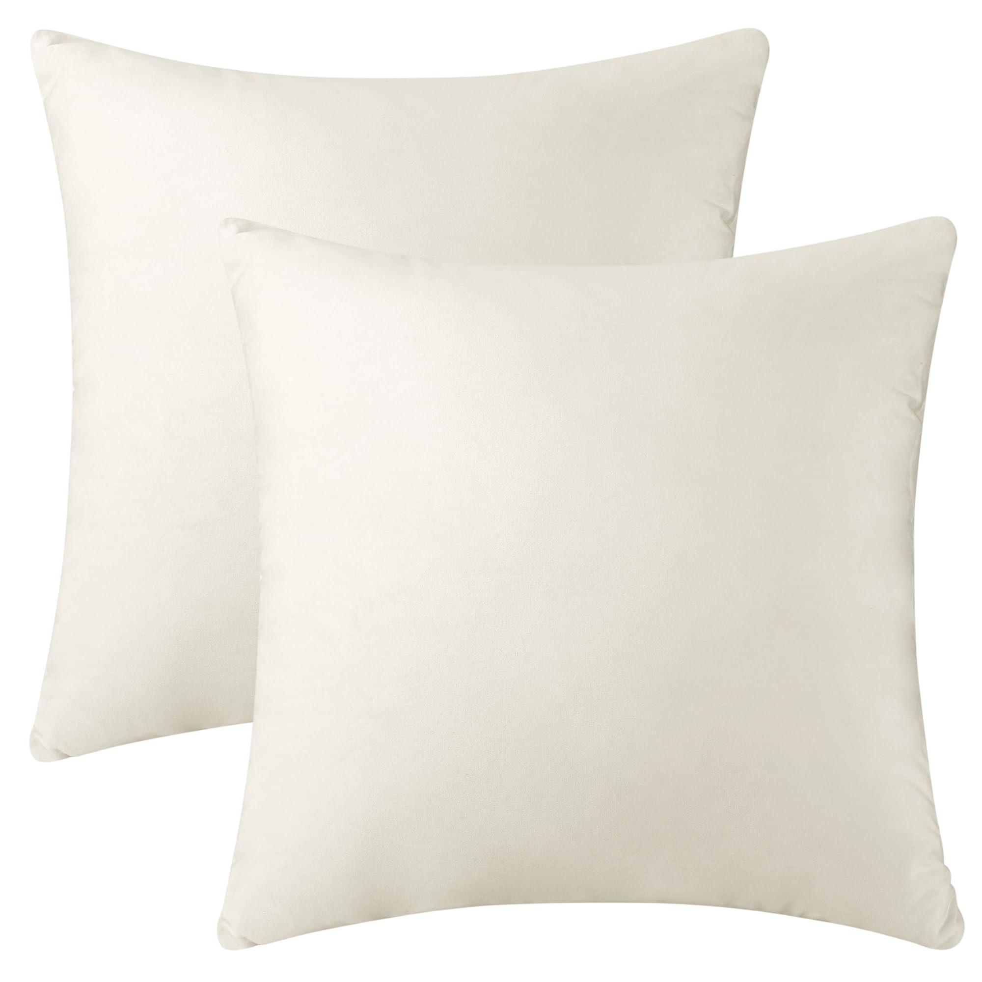 Uxcell Pack of 2 Velvet Decorative Pillow Covers Modern Solid Pillow Covers for Couch Sofa Home Beige 45 x 45 cm