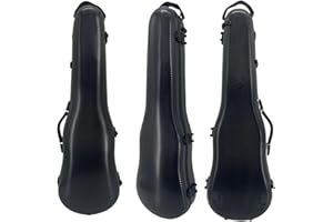 ModouString Violin Case 4/4 Full Size – Carbon Fiber Lightweight & Durable Violin Hard Case with Soft Padding, Built-in Thermometer, and Comfortable Handle for Optimal Protection (black)