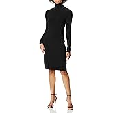 Norma Kamali Womens Slim Fit Long Sleeve Turtle Dress to Knee