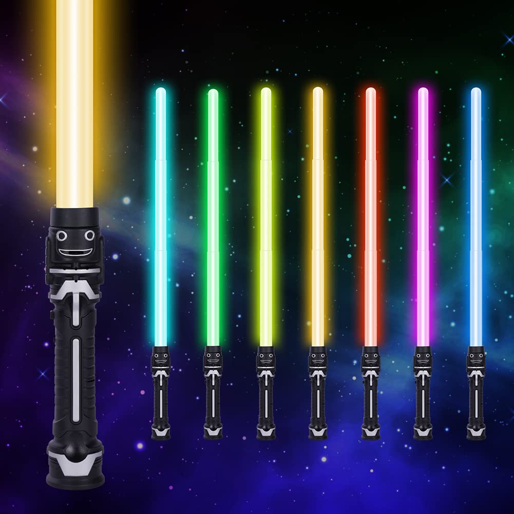 OSDUE Light Up Saber with Sound, 7 Color Retractable Lightsaber for Kids, LED Light Saber Sword Toy for Boys Kids Teenagers Gift Halloween Dress Up Parties, Fashion Cosplay Toy for Adults
