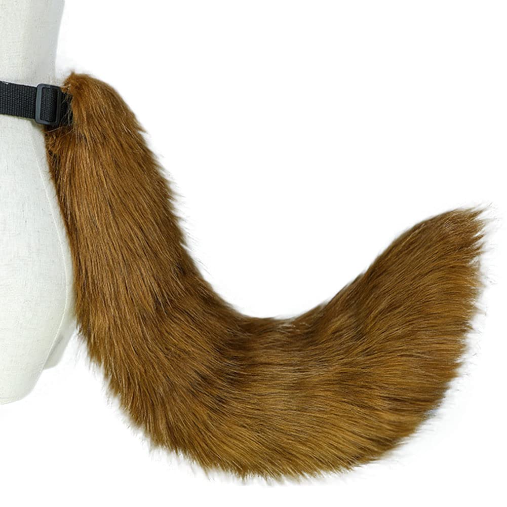 Camelliass Fluffy Faux Fur Fox Tail Fancy Dress Animal Tail Cosplay Anime Dress Up Party Costume Accessories (Brown)