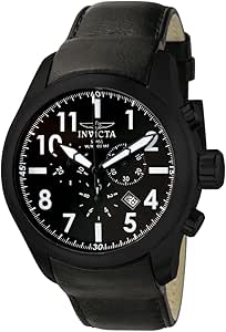 Invicta Men's 6441 Force Collection Chronograph Black Ion-Plated Black Leather Watch