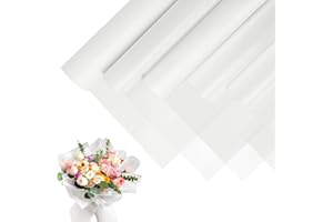 JOYIT 20 Sheets korean wrapping paper - Flower Bouquet Wrapping Paper with 10 Bows Ribbon, Waterproof Flower Paper Wrap for Wedding, Birthday, Flower Shop, DIY Craft (Pure White, 20pcs), FW-01