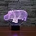 BABYGO 3D Illusion Night Light Animals Hippopotamus Shapes USB Power 7 Colors Change Optical Illusion Led Lamp For Home Decoration Kidroom Children