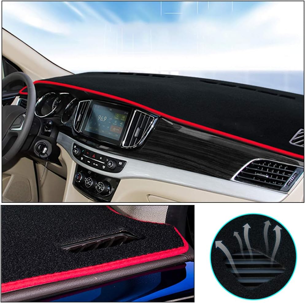 Muchkey Custom Car Dashboard Carpet for Kia Rio 2007 Nylon Material Anti-Reflective Sun Protection Dash Board Cover Mat Black Red