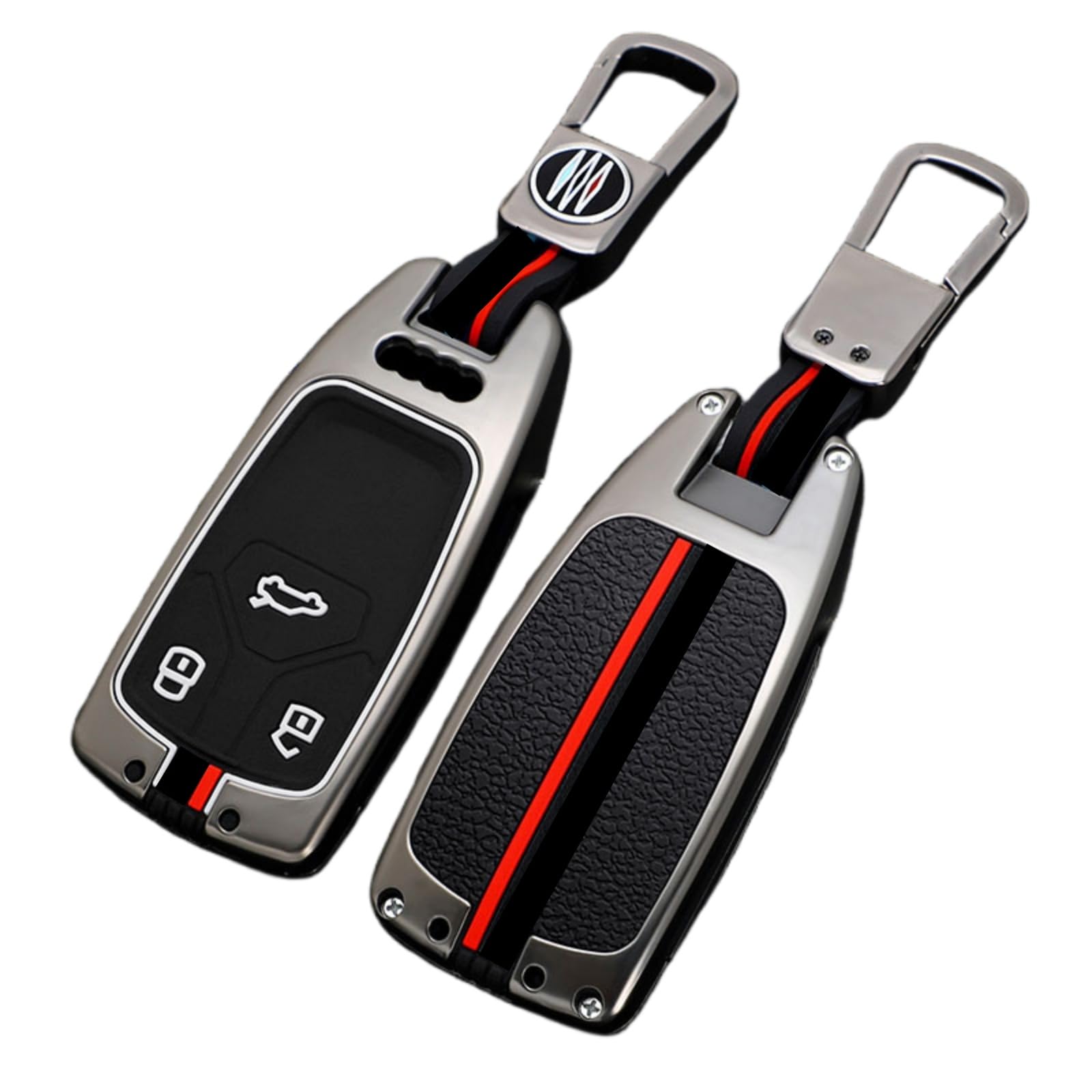 Happyit Zinc Alloy Car Key Cover Cases for Audi A4 A4L A5 Q5 Q7 TT 3 Buttons Remote Control Accessories Holder Shell Skin 360° Water Proof Protect with Fluorescence (Matt color)