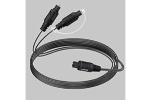 Bangun 1x2 Digital Audio Splitter Cable, Toslink Digital Fiber Optic Audio Splitter 1 Male Input 2 Male Output (for Home Theatre, Xbox, PS5/PS4), 10ft