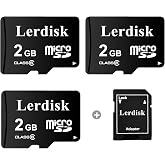 Lerdisk Factory Wholesale Micro SD Card 2GB Pack of 3 in Bulk MicroSD C6 with SD Adapter Produced by Authorized Licencee(2GB)