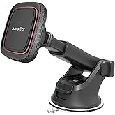 APPS2Car Magnetic Phone Mount for Car – Industrial Suction Cup Dashboard & Windshield Holder with Telescopic Arm, 6 Strong Ma