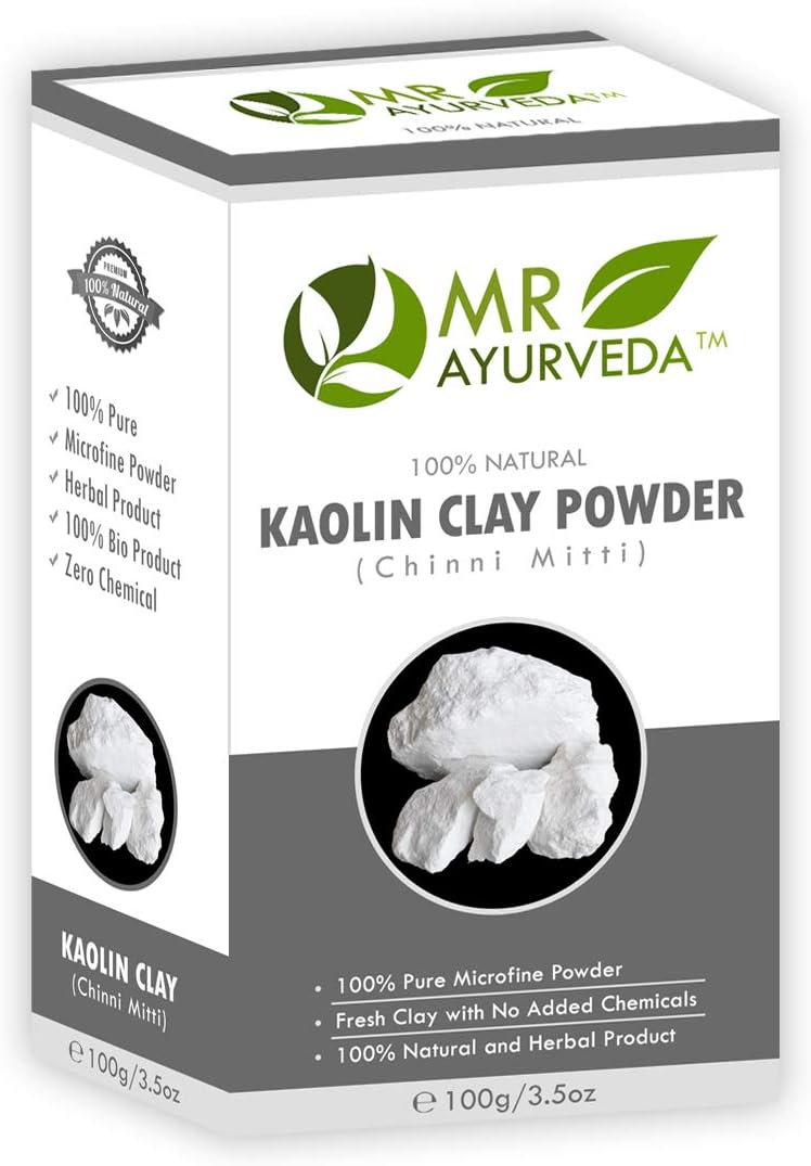 MR Ayurveda 100% Organic Kaolin Clay Powder for Acne, Blackheads & Glowing Skin, 100 Gm