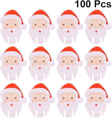 Segnaposto Natalizi Amazon.Amosfun 100 Ciondoli Natalizi A Forma Di Babbo Natale Per Bicchieri Da Vino Bicchieri Segnaposto Targhette Identificative Per Bomboniere Amazon It Casa E Cucina