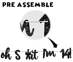 Oh I’m 14! Banner Backdrop Glitter Black Hallo