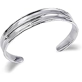 Desnuage Irregular Hammered Wave Texture Cuff Bracelet for Women - Sterling Silver Open Bangle Hypoallergenic Jewelry