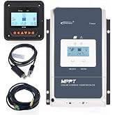 EPEVER 100A MPPT Solar Charge Controller 12/24/36/48VDC Automatically Identifying System Voltage with MT52 Remote Meter &amp; Temperature Sensor RTS &amp; Communication Cable RS485