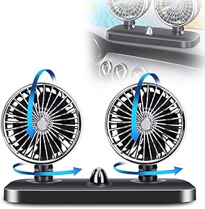 Ventilador de enfriamiento 12V 360 Grados Ajustable de Doble Cabezal de