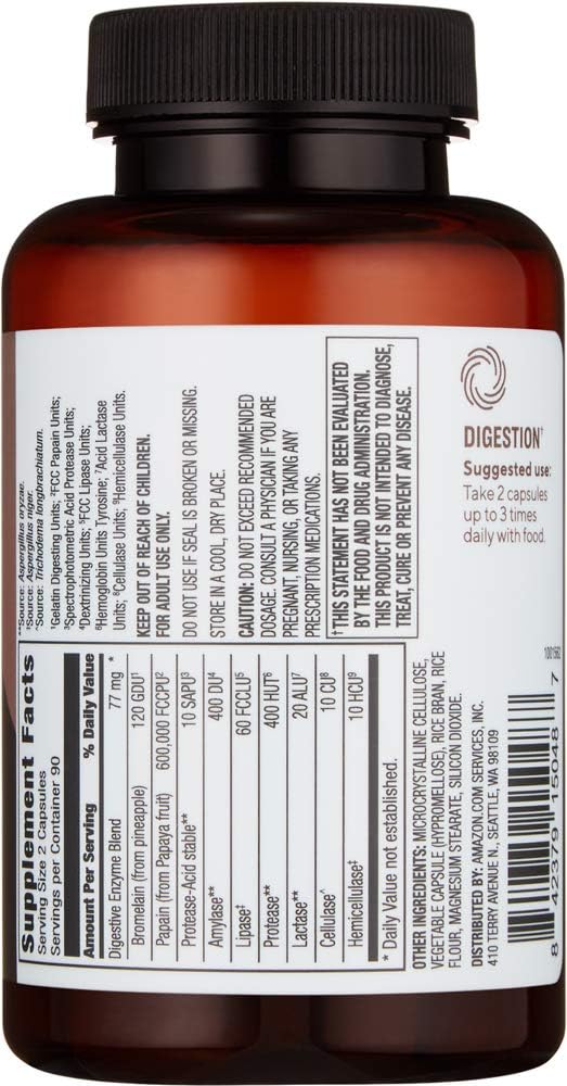  Brand - Revly Digestive Enzyme Complex, Supports Healthy Digestion, 180 Count Capsules, 90 Servings, Satisfaction Guaranteed: Health & Personal Care