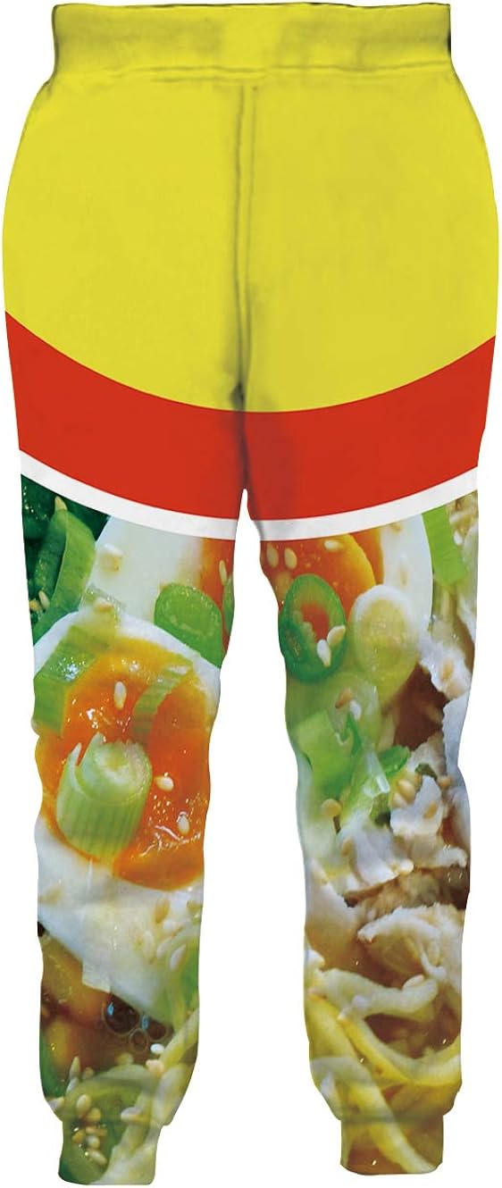 SKYRAINBOW Unisex Joggers 3D Novelty Ramen Pants Noodle Soup Gym Jogging Trouser with Pocket at  Men’s Clothing store