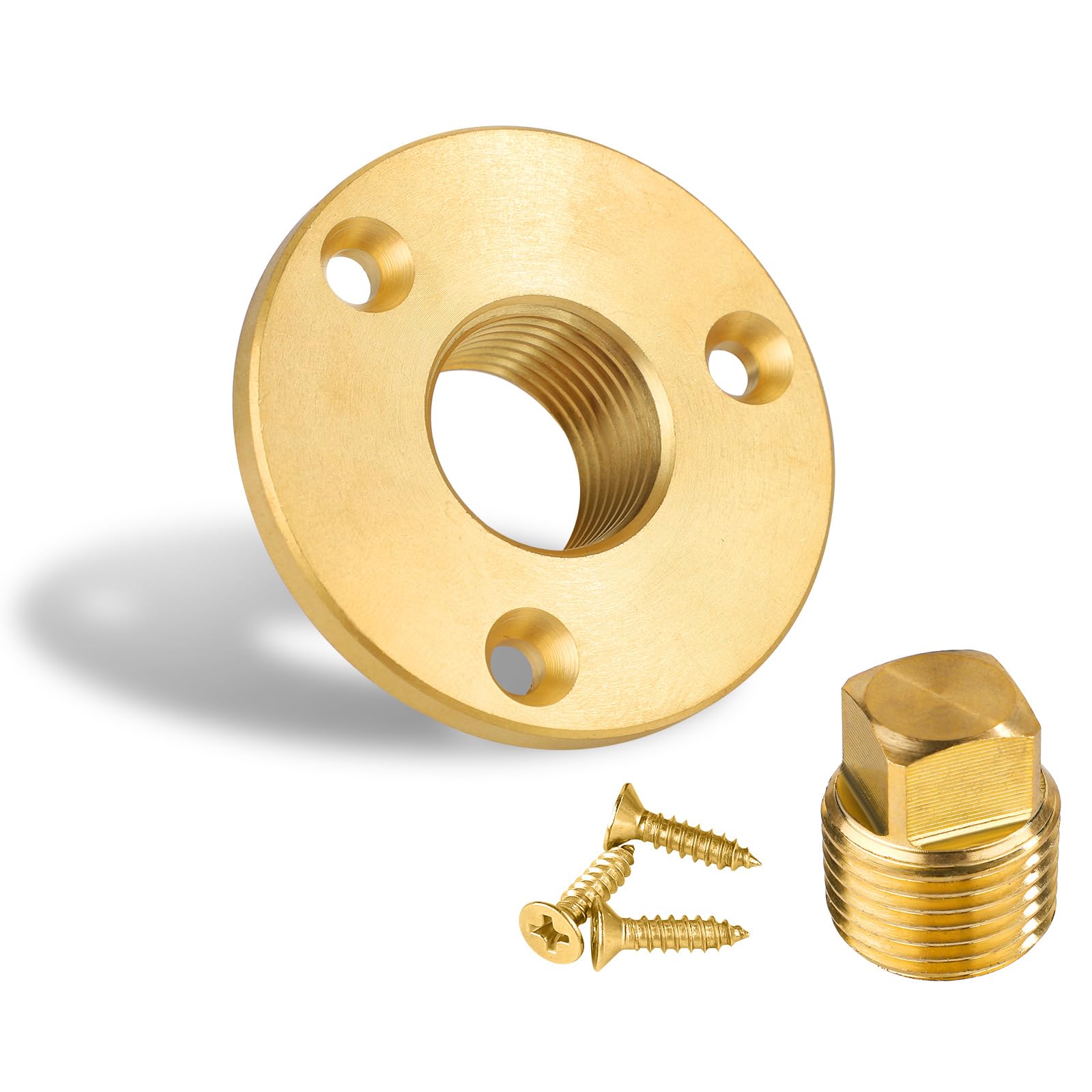 PEUTIER Boat Drain Plug Kit, Durable Garboard Drain Plug Replacement with Screws and Washer Reliable Boat Hull Drain Plug Watertight Boat Bilge Plug for Transom Threaded Boat Plug(Gold)