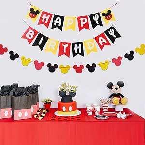 U&X Banner y Guirnalda de la Fiesta de cumpleaños de Mickey, decoración