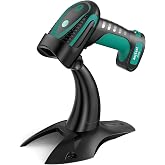 Anyeast Barcode Scanner 2D Wireless with Stand: Industrial Drop-Resistant | 3-in-1 Bluetooth / 2.4G Wireless / USB Wired, 2500mAh 12H Battery, 1D 2D QR Screen Scan, IP65 for Warehouse Retail Inventory