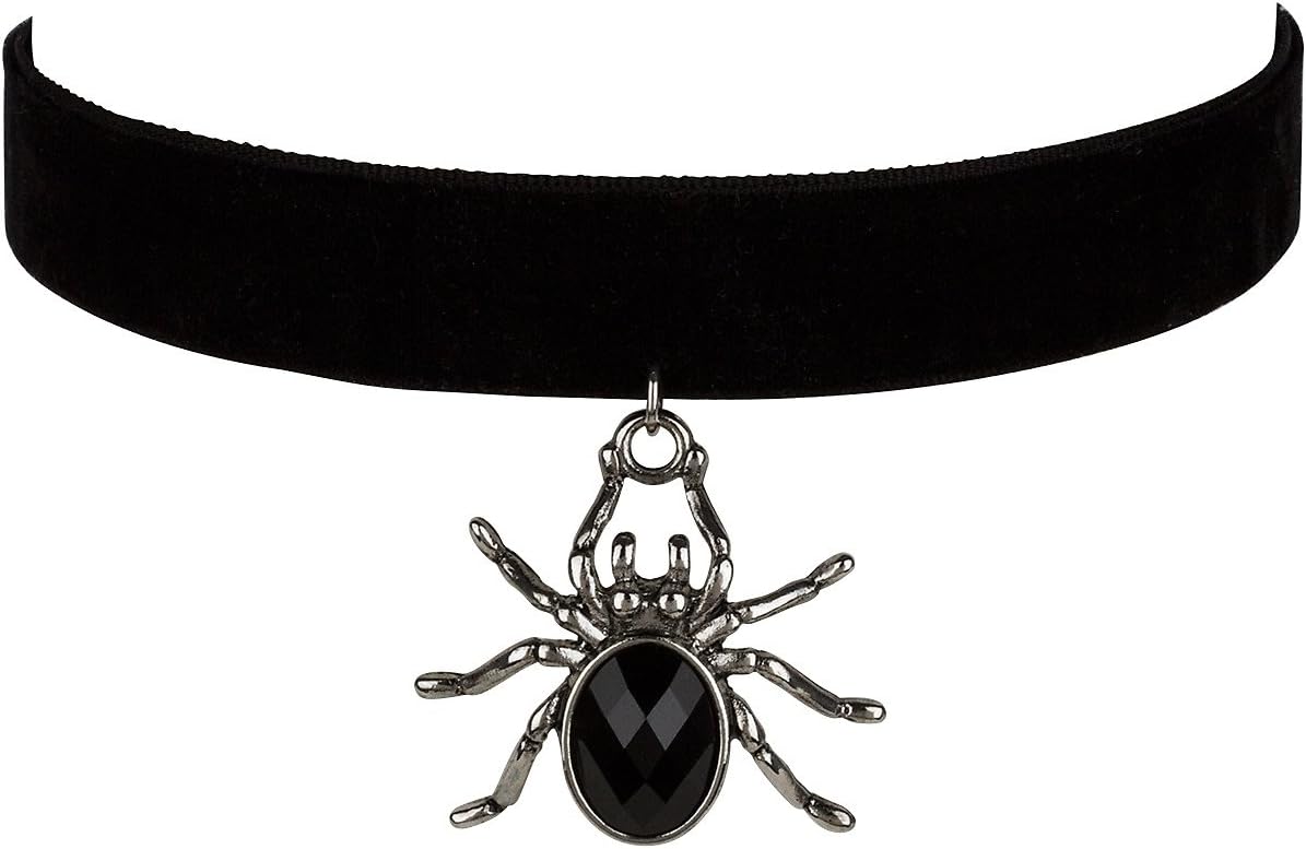 1 pc. of Halloween Spider Necklace, Black Velvet Choker with Spider, Halloween Costume (441-448)