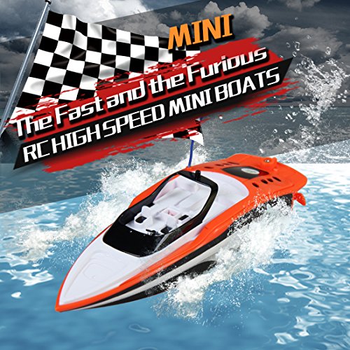 YIFAN Remote Control Boat, Kids Adults Mini High-Speed Series SpeedBoat for Pool and Lakes Outdoor Use, 5.9"x1.9"x1.6"(Orange)