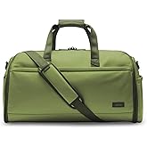 Halfday Convertible 2-in-1 Vegan Leather Premium Garment Duffel Weekender Bag 45L | Carry-On, Wrinkle-Free Travel, Hanging Suit Compartment, Shoe Pockets, Trolley Sleeve, Leaf