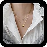 Ximdble Vintage Layered Heart Love Necklace Crystal Dot Choker Necklace Heart Love Pendant Necklace Tiny Love Heart Necklace Gold Layering Chain Necklace Jewelry for Women