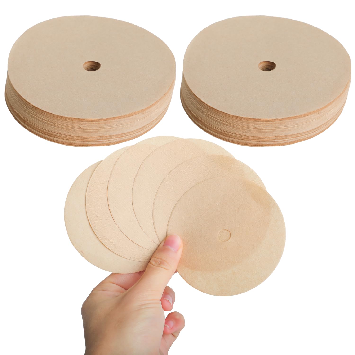 200Pcs 3.75 Inch Coffee Filters, Disposable Unbleached Paper, Round Replacement Compatible With Premium Percolator/Delonghi/Breville