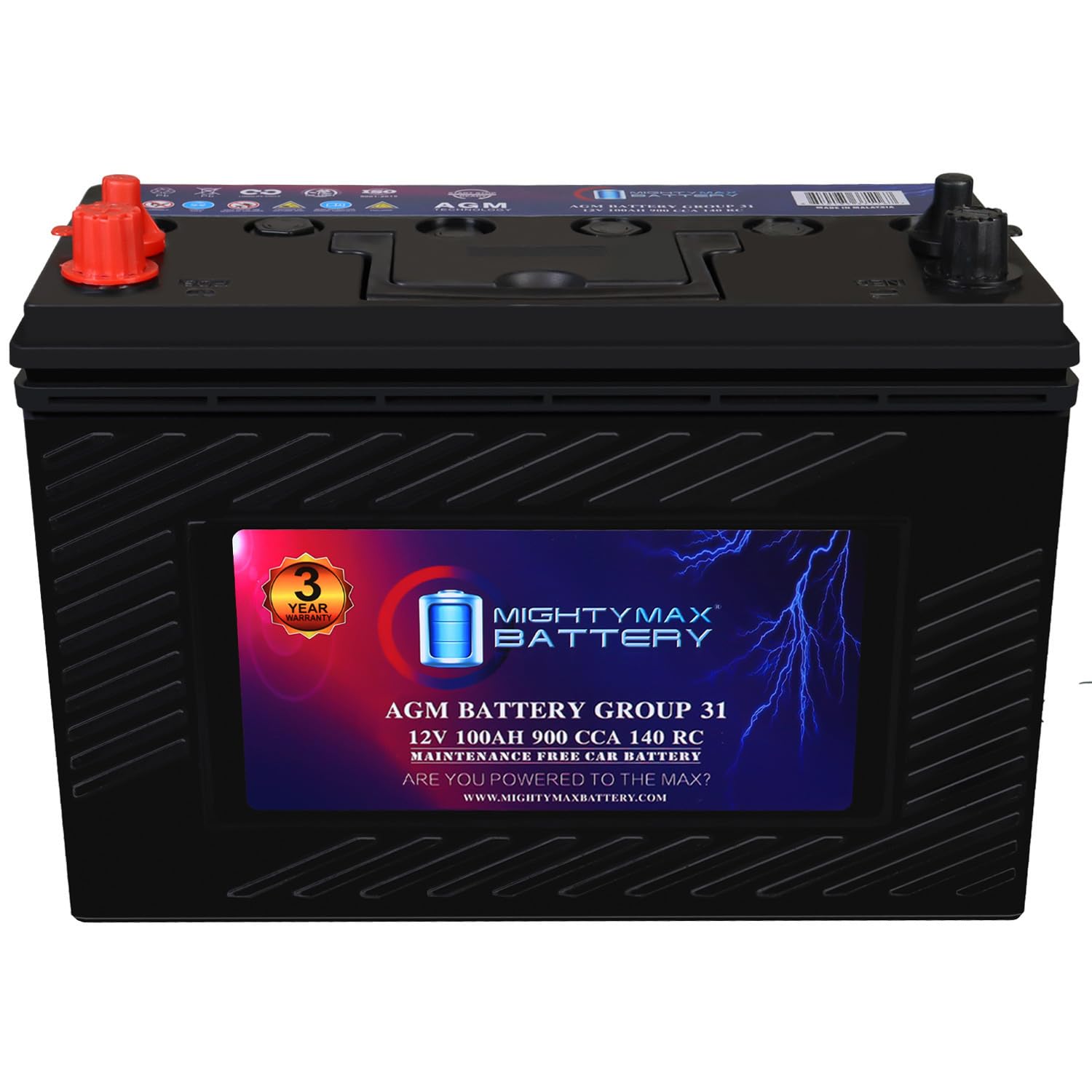 Photo 1 of Mighty Max Battery MM-G31 Start and Stop Car BCI Group 31 12V 100AH, 140RC, 900 CCA, Rechargeable AGM Car battery