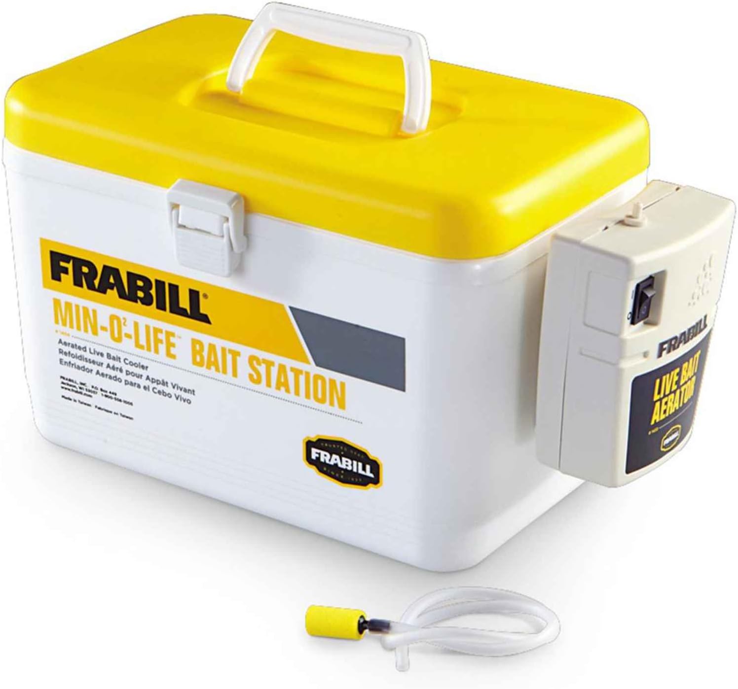 Frabill Bait Box with Aerator | Live Bait Storage Cooler with Portable Aerator | 8-Quart Capacity : Sports & Outdoors