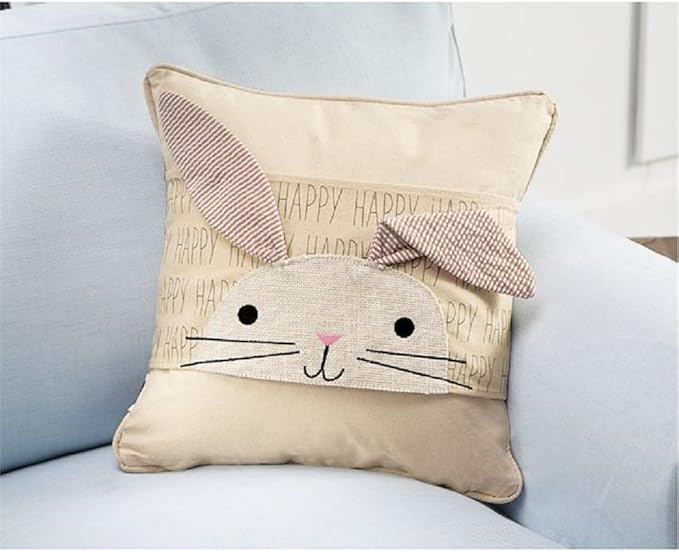 Mud Pie 7 Inches x 31 Inches Happy Bunny Pillow Wrap Home Decor Home & Kitchen