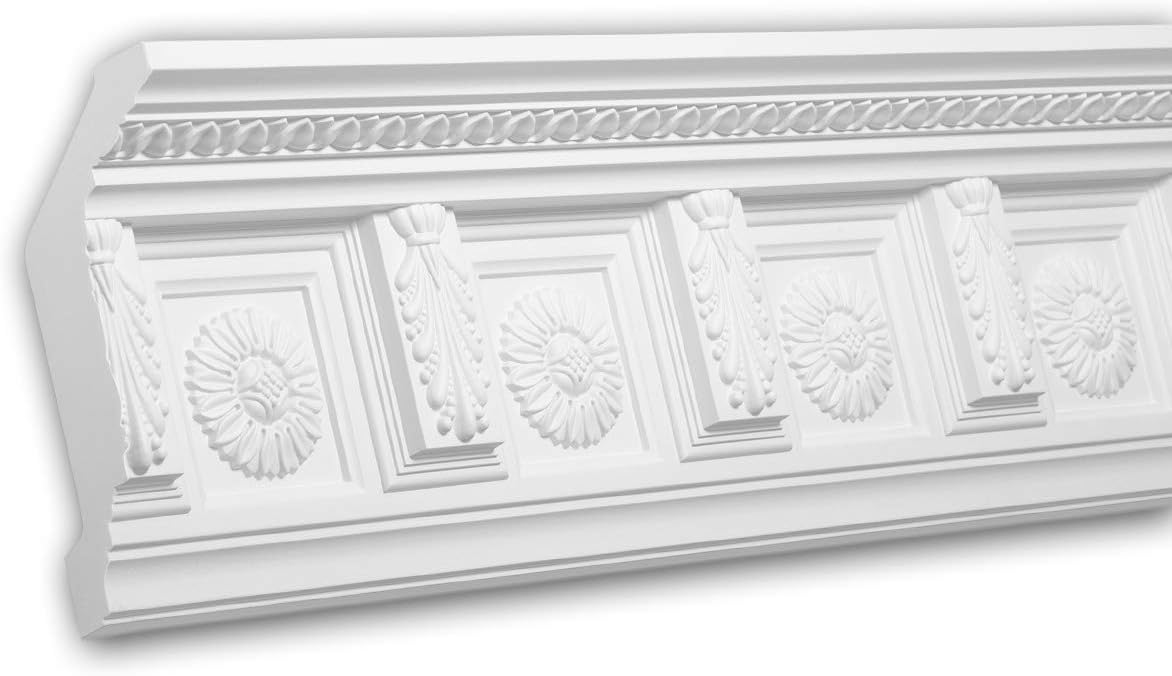 PRO[f]homeCornice Moulding 150281 Decorative Moulding Crown Moulding Coving Cornice Timeless Classic Design White 2 m Profhome