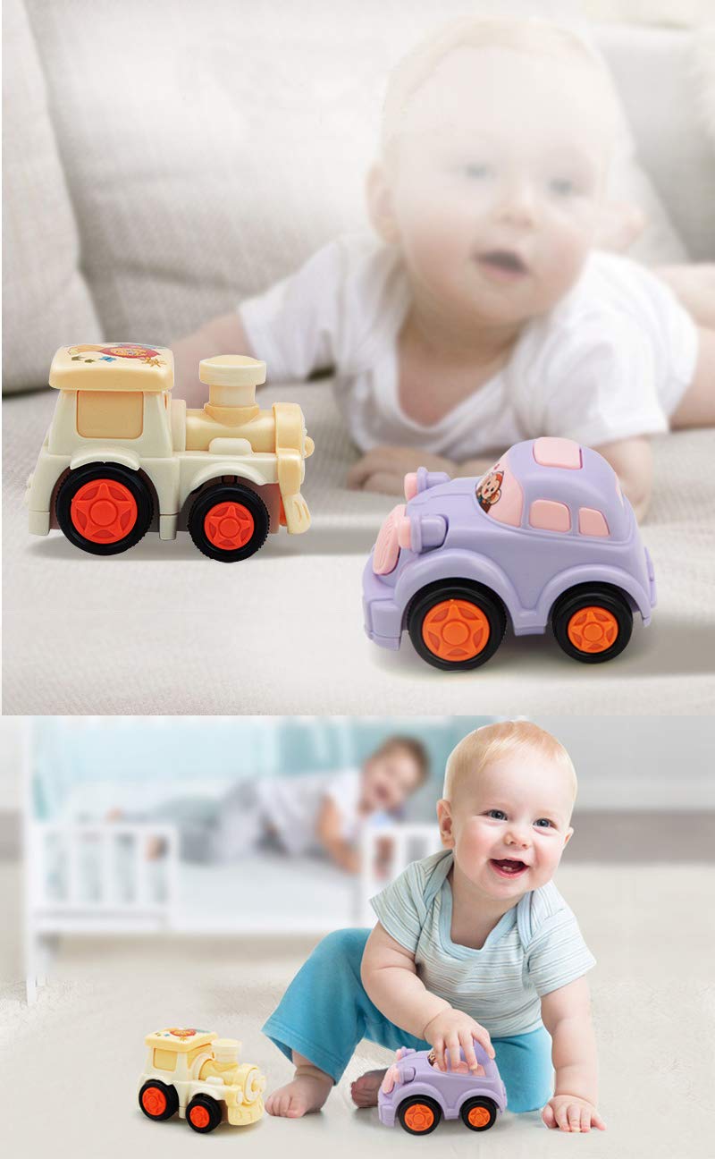 4 Unids Push And Go Cars Vehiculos De Friccion De Dibujos Animados Juego De Juguete Para Ninos Ninas Bebes Y Ninos Pequenos Regalos Creativos De 1 Ano Vehiculos De Juguete Coches Y
