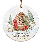 Christmas Nativity Ornament 2025 - Holy Family Joseph, Mary & Baby Jesus with Manger, Catholic Jesus Ornaments for Christmas Tree - Nativity Scene Indoor Decorations, Christian Gifts Exchange Ideas