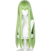 Long Straight Green Anime Cosplay Wig with Bangs 31.5'' Deep Green Wigs | Green Synthetic Hair Wig for Women Halloween Party Costumes