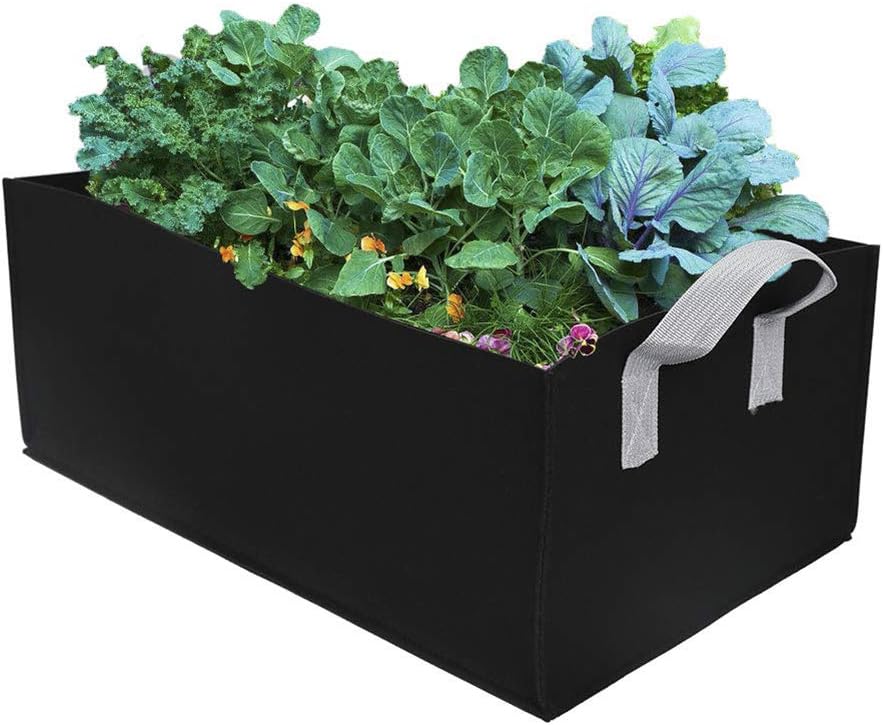 RTWAY Fabric Raised Garden Bed, 23.6''x11.8''x7.9'' Rectangle Durable Felt Fabric Raised Planting Bed Black Plant Grow Bags Garden Planter Bag Container with Handles for Flowers Vegetables Plants