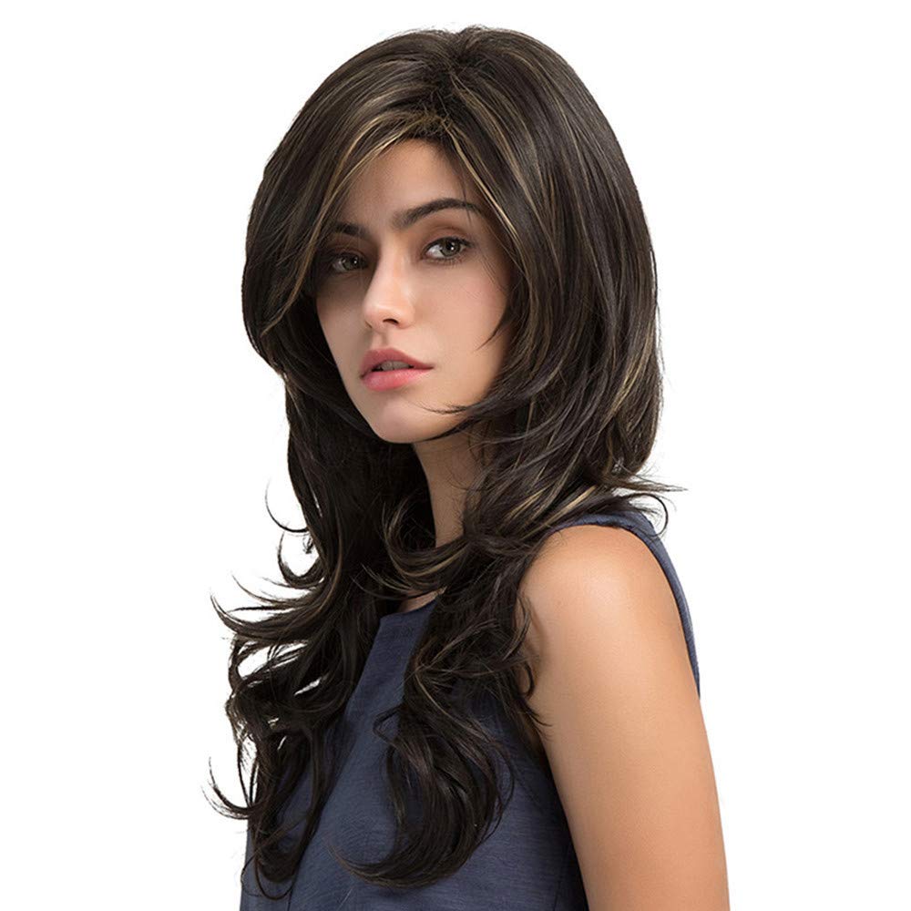 Velneet Women Beauty Brown Front Medium Long Wave Wavy Curly