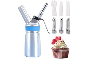 Professional Whipped Cream-Dispenser Leak-Free Whip Cream Maker Canister, 6 Various Stainless Culinary Decorating Nozzles - 0