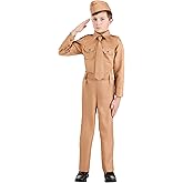 Fun Costumes Kids WWII Military Costume | World War 2 Army Uniform with Hat, Shirt, Pants, and Tie | Boys History Outfit