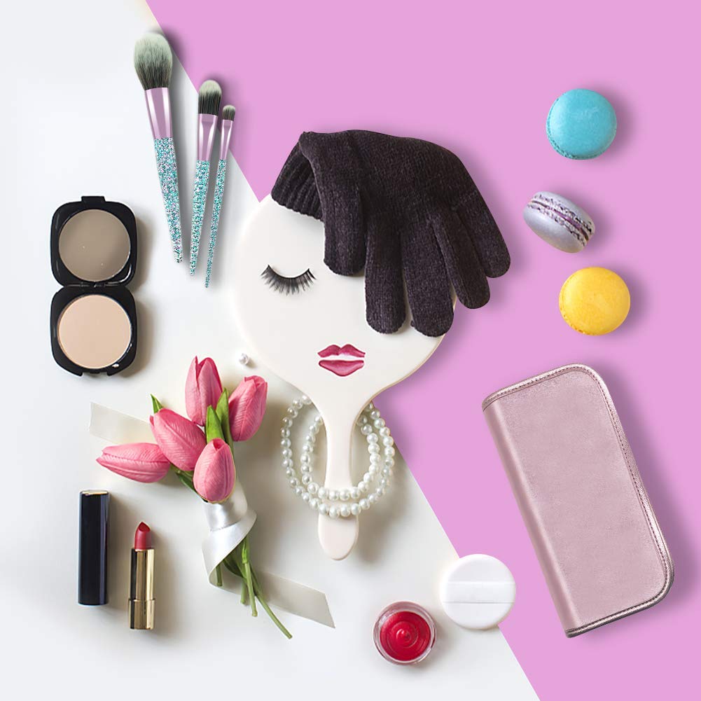 POYINRO Makeup Brushes, Makeup Brush Set, 10 PCS Premium Crystal Handle Synthetic Essential Cosmetics Brush Kit with Leather Bag for Face Powder Foundation Blending Blush Concealer Eye Shadow Brush: Beauty
