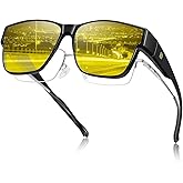 DUCO Night Driving Glasses Women Fit Over Glasses Night Vision Goggles Light Weight TR90 Frame Anti Glare Lens